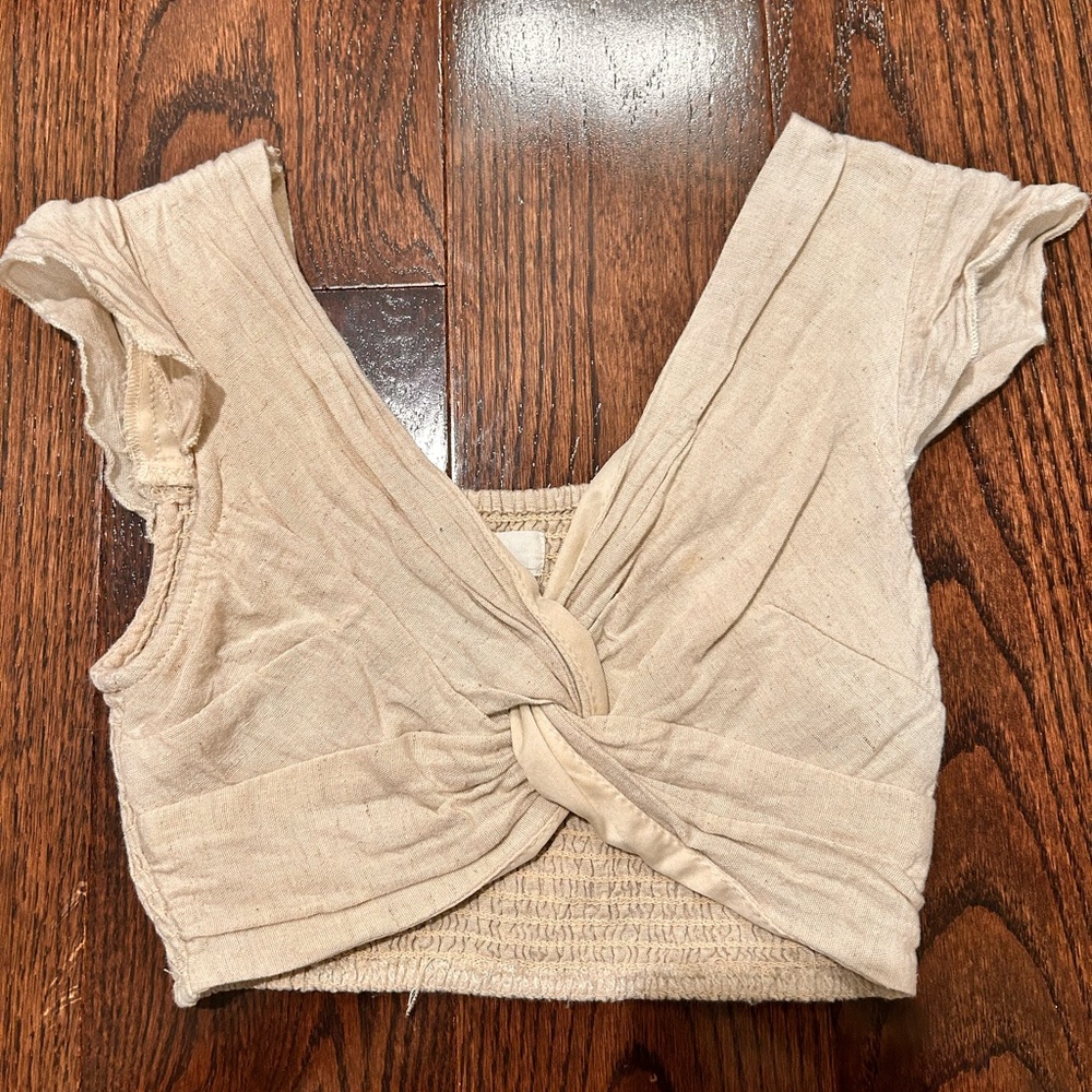 Japna Beige Twist Front Crop Top